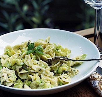 Pasta with zucchini and labneh sauce