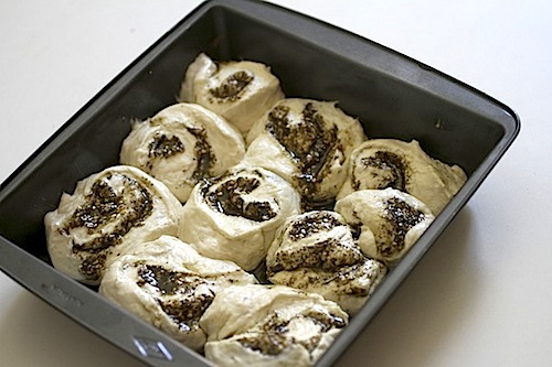 jelly roll dough with slathered zaatar