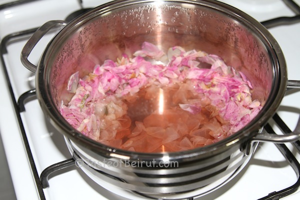 leftover rosewater in pot