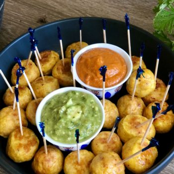 Chicken meatballs with dipping sauces